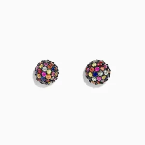 Splash Sterling Silver Multi Color Sapphire Ball Earrings, 2.20 TCW