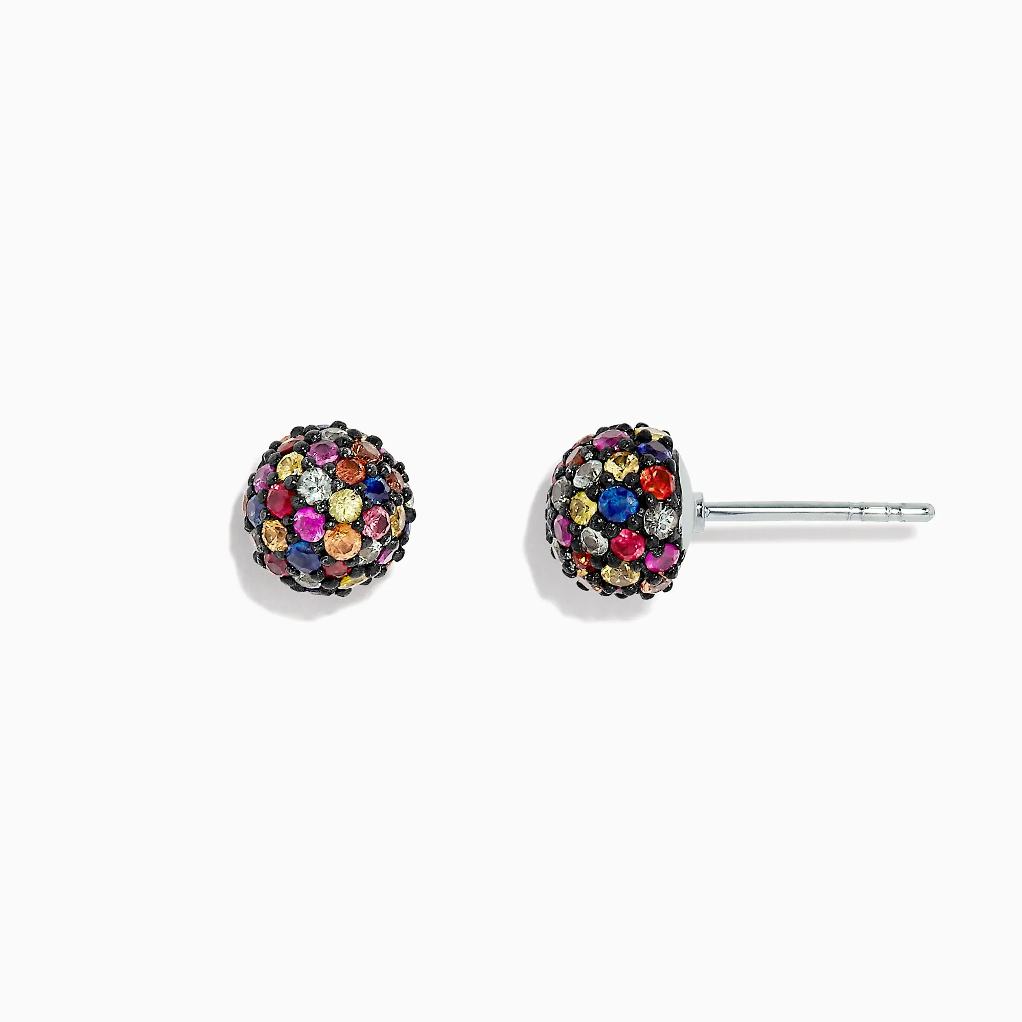 Splash Sterling Silver Multi Color Sapphire Ball Earrings, 2.20 TCW