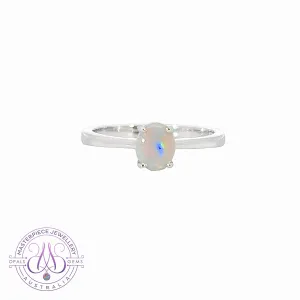 Sterling Silver 6.4x5.2mm Black Opal solitaire ring