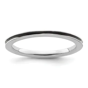 Sterling Silver Black Enameled 1.5MM Ring