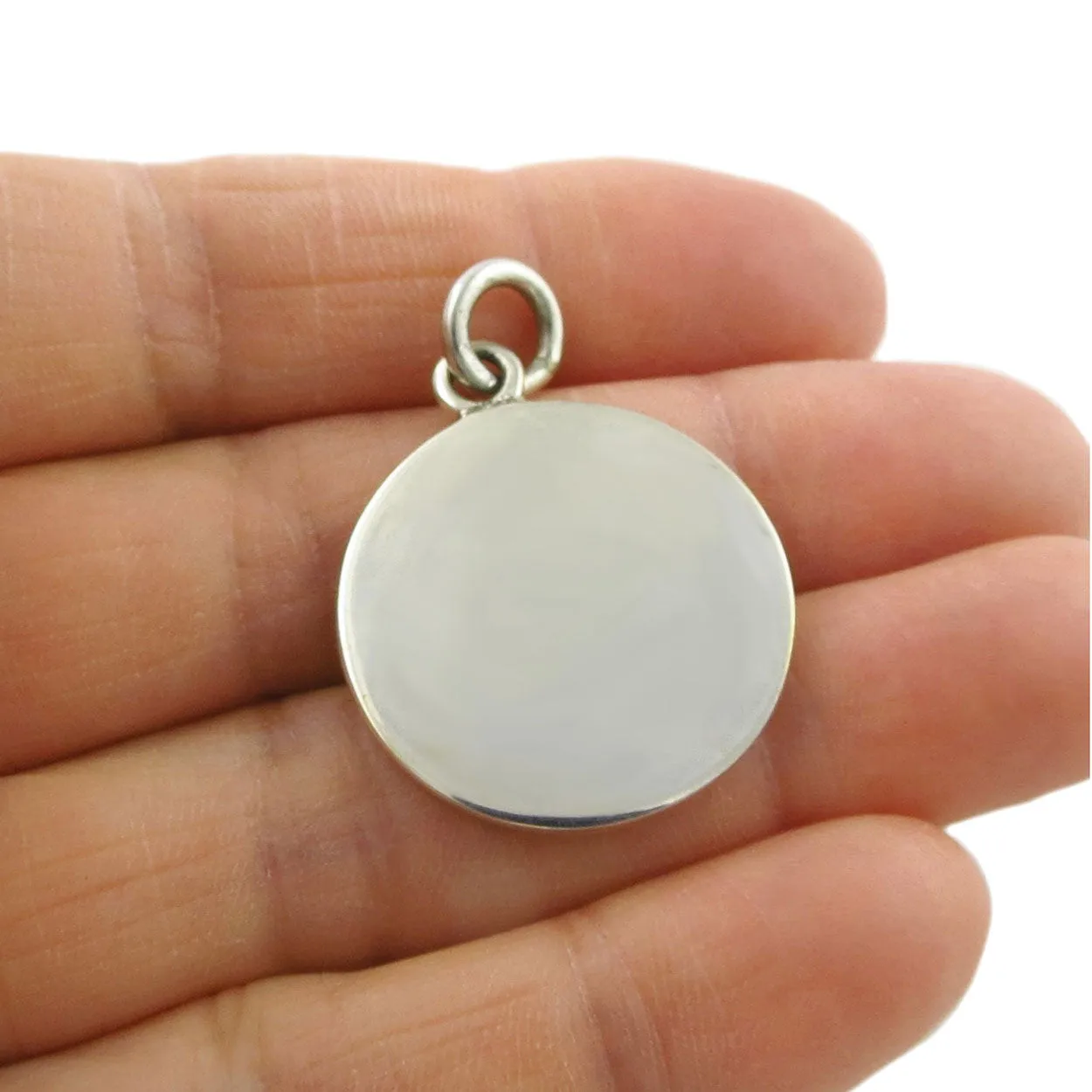 Sterling Silver Heavy Circle Tag Pendant