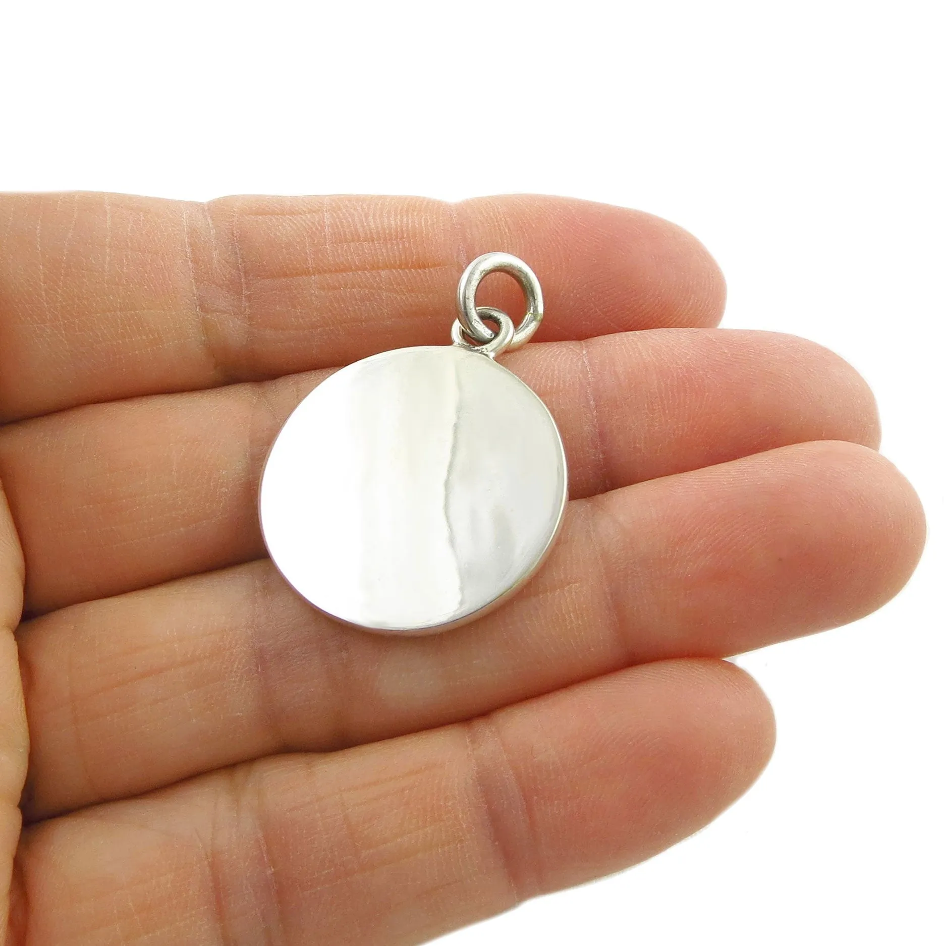 Sterling Silver Heavy Circle Tag Pendant