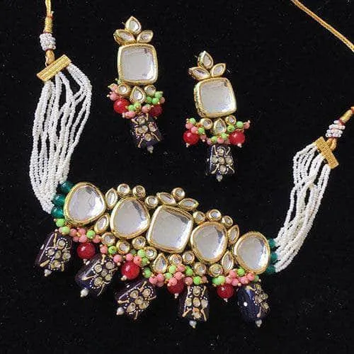 Sukhmani Gambhir In Square Kundan Moti Choker And Earring Set