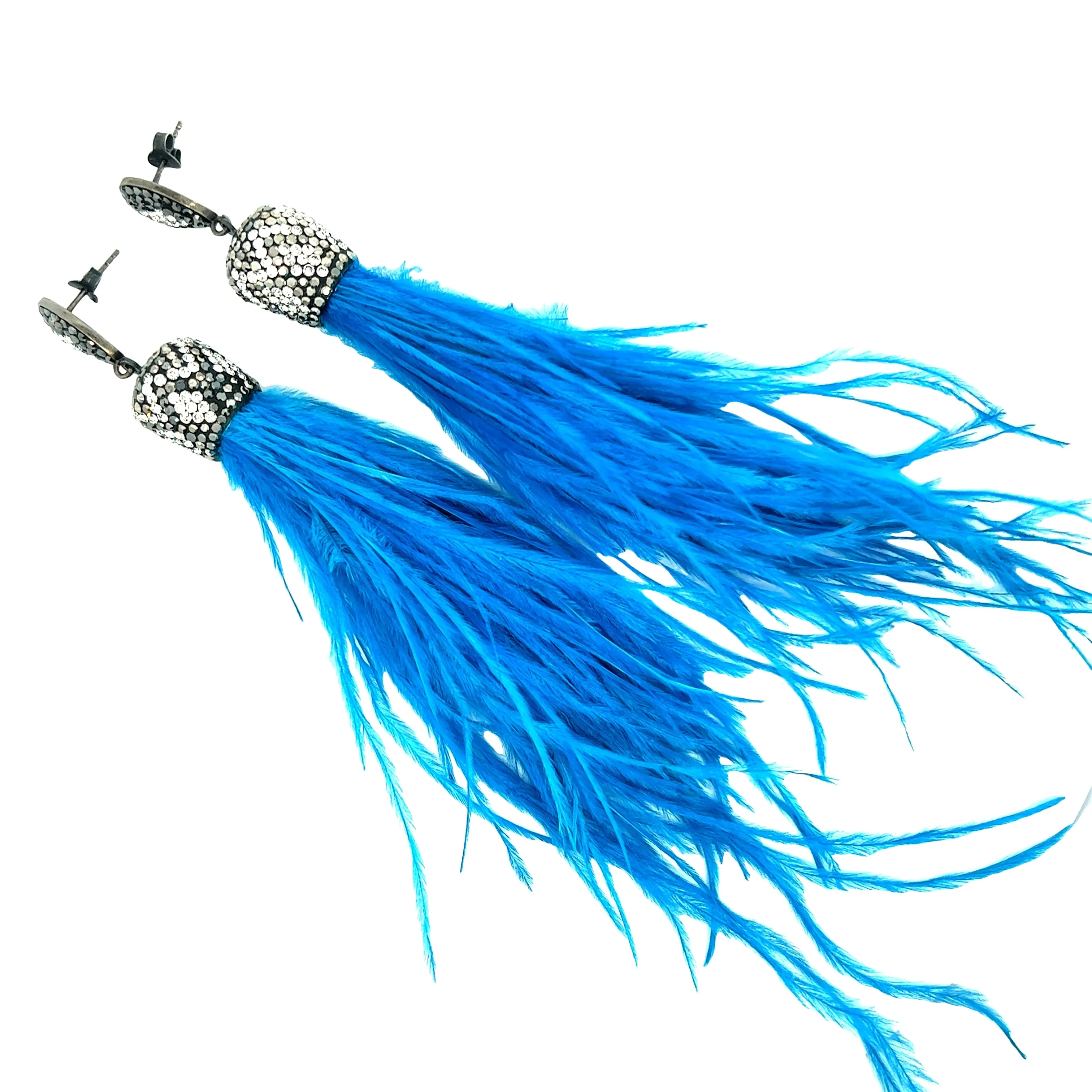 Turquoise Blue Feather Sterling Silver Statement Earring