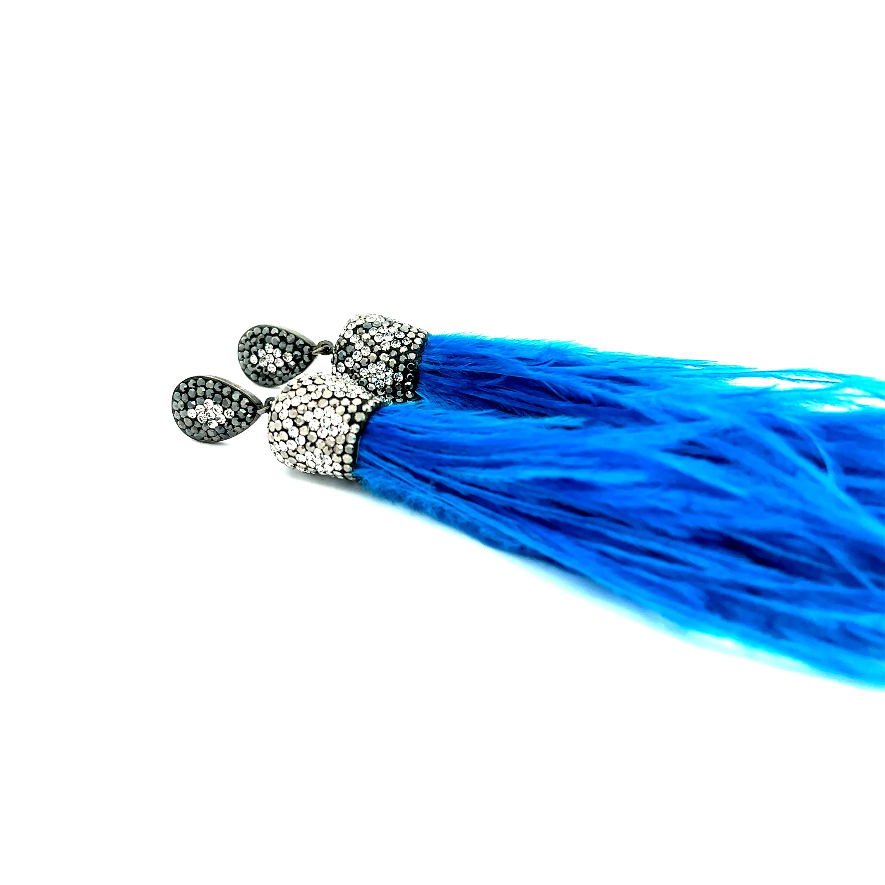 Turquoise Blue Feather Sterling Silver Statement Earring