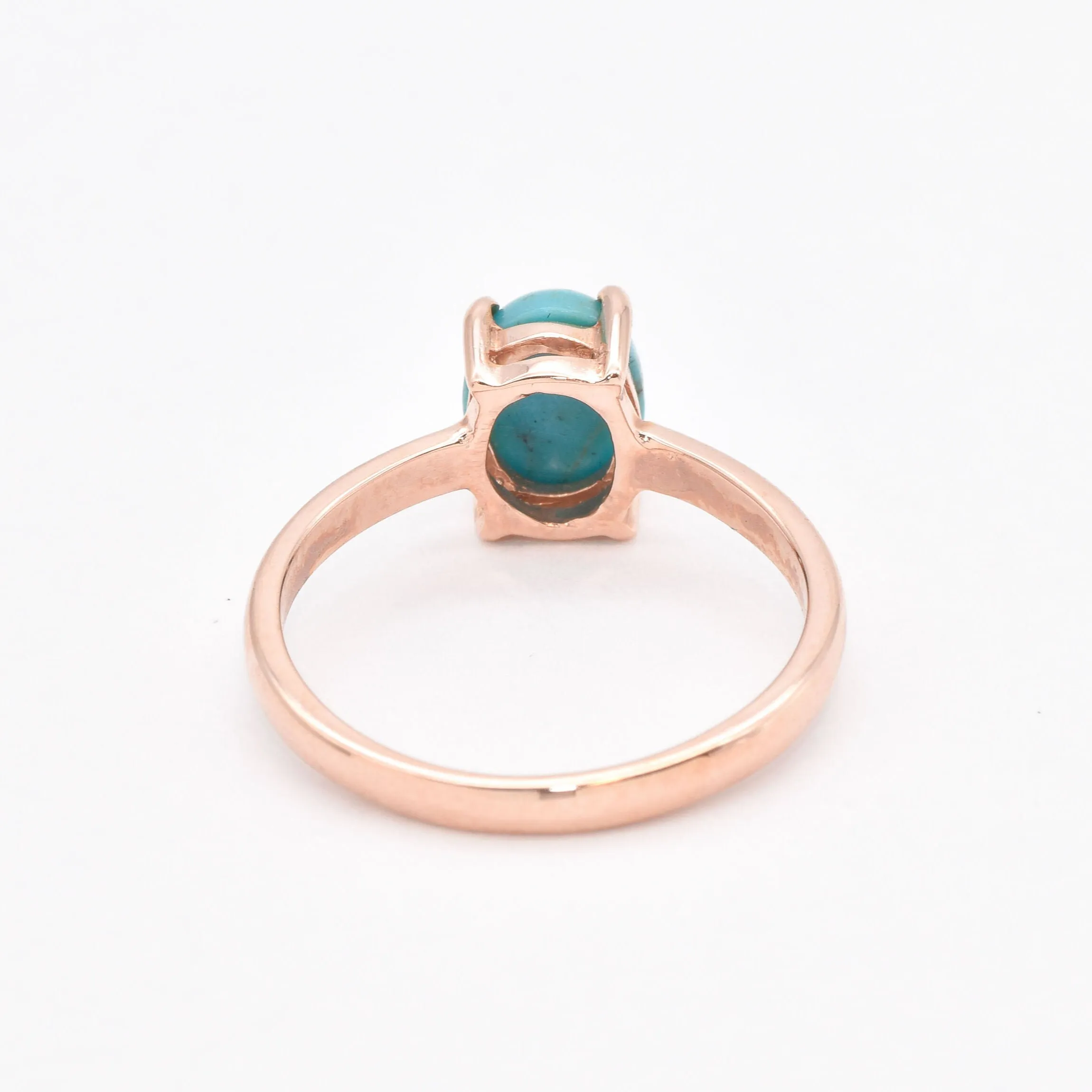 Turquoise Rose Gold Ring - Solitaire Turquoise Ring - Minimalist Turquoise Ring