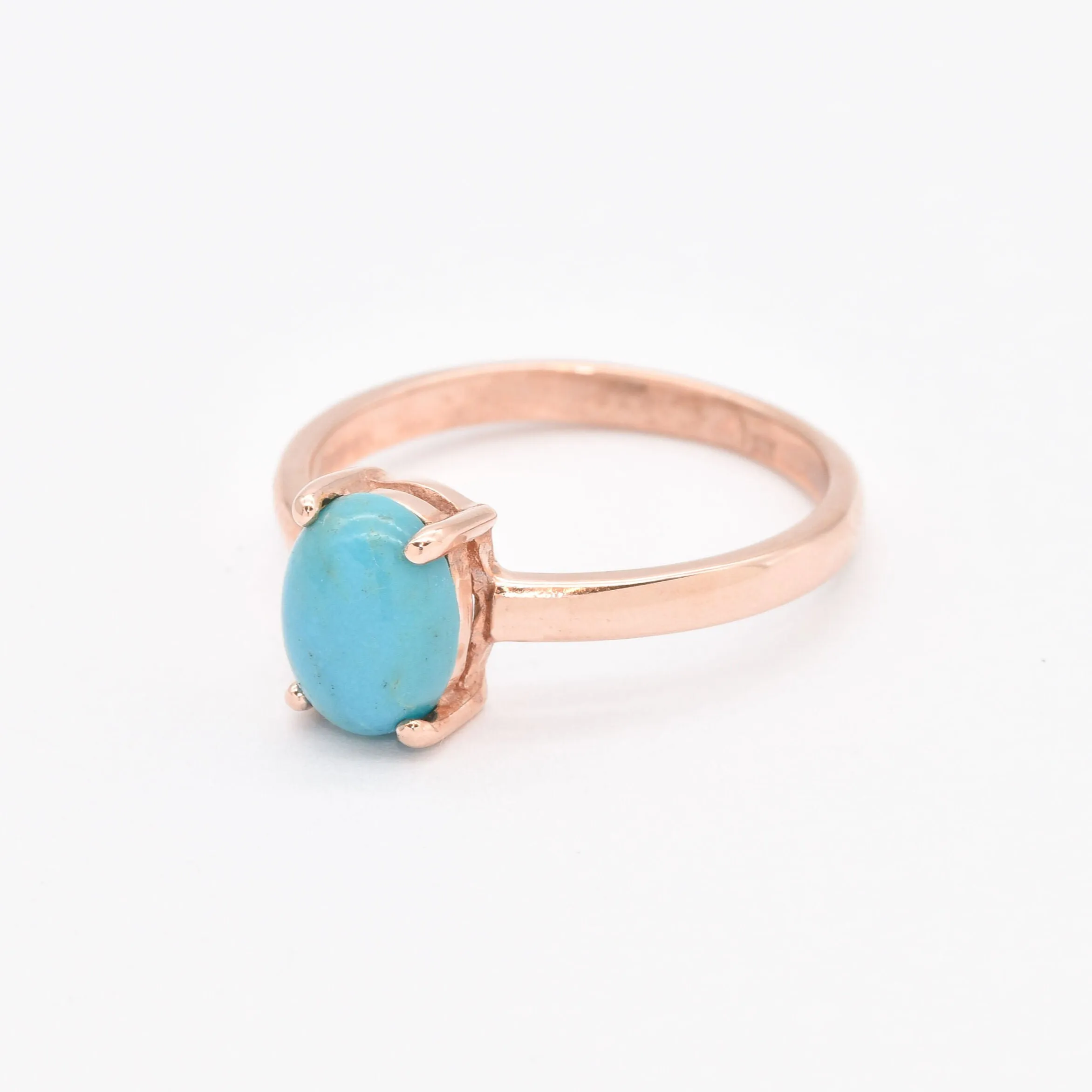 Turquoise Rose Gold Ring - Solitaire Turquoise Ring - Minimalist Turquoise Ring