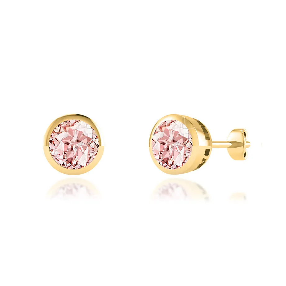 TYME - Bezel Edge Champagne Sapphire Earrings 18k Yellow Gold