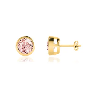 TYME - Bezel Edge Champagne Sapphire Earrings 18k Yellow Gold