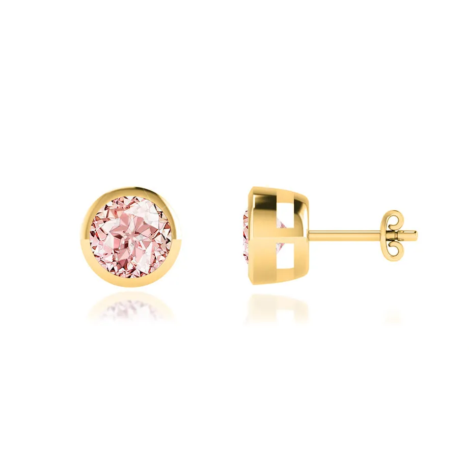 TYME - Bezel Edge Champagne Sapphire Earrings 18k Yellow Gold