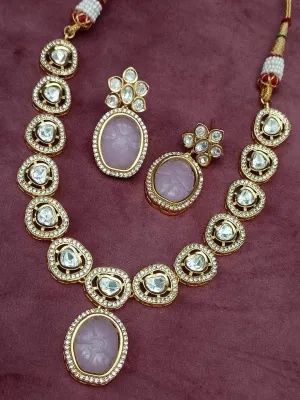 Uncut Ad Kundan Necklace Set With Earings