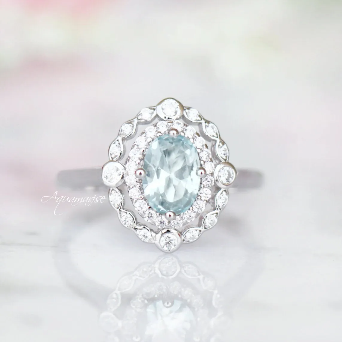 Valentina Aquamarine Ring- Sterling Silver