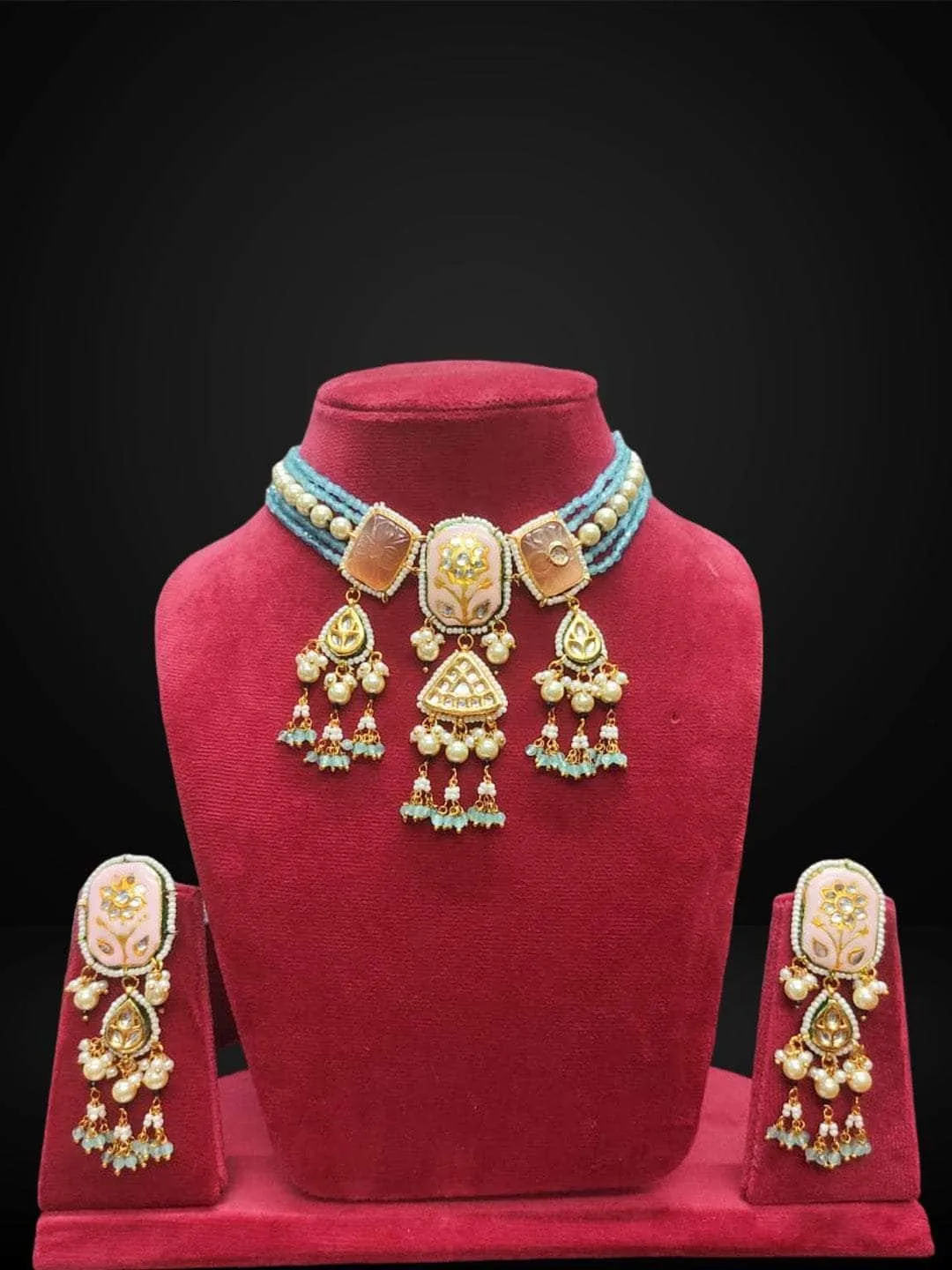 Victorian Kundan Beaded Choker Set