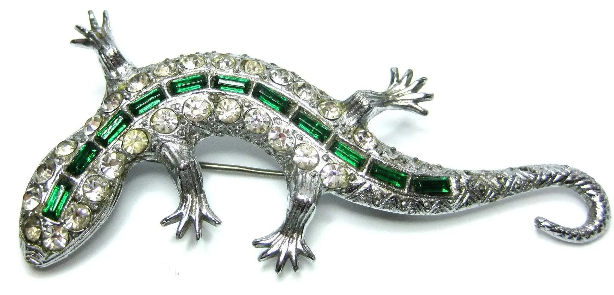 Vintage 1940s Green Lizard Brooch