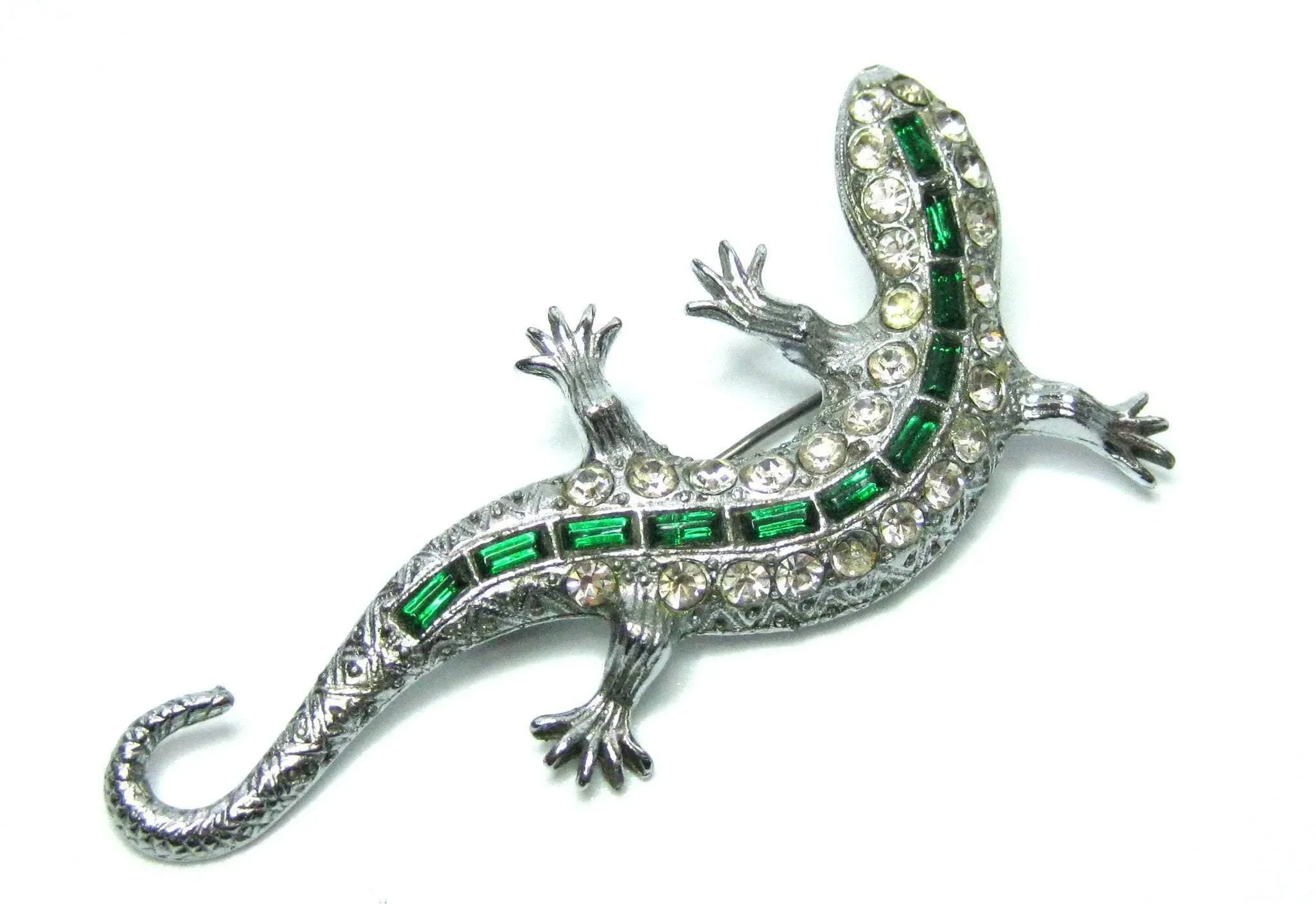 Vintage 1940s Green Lizard Brooch