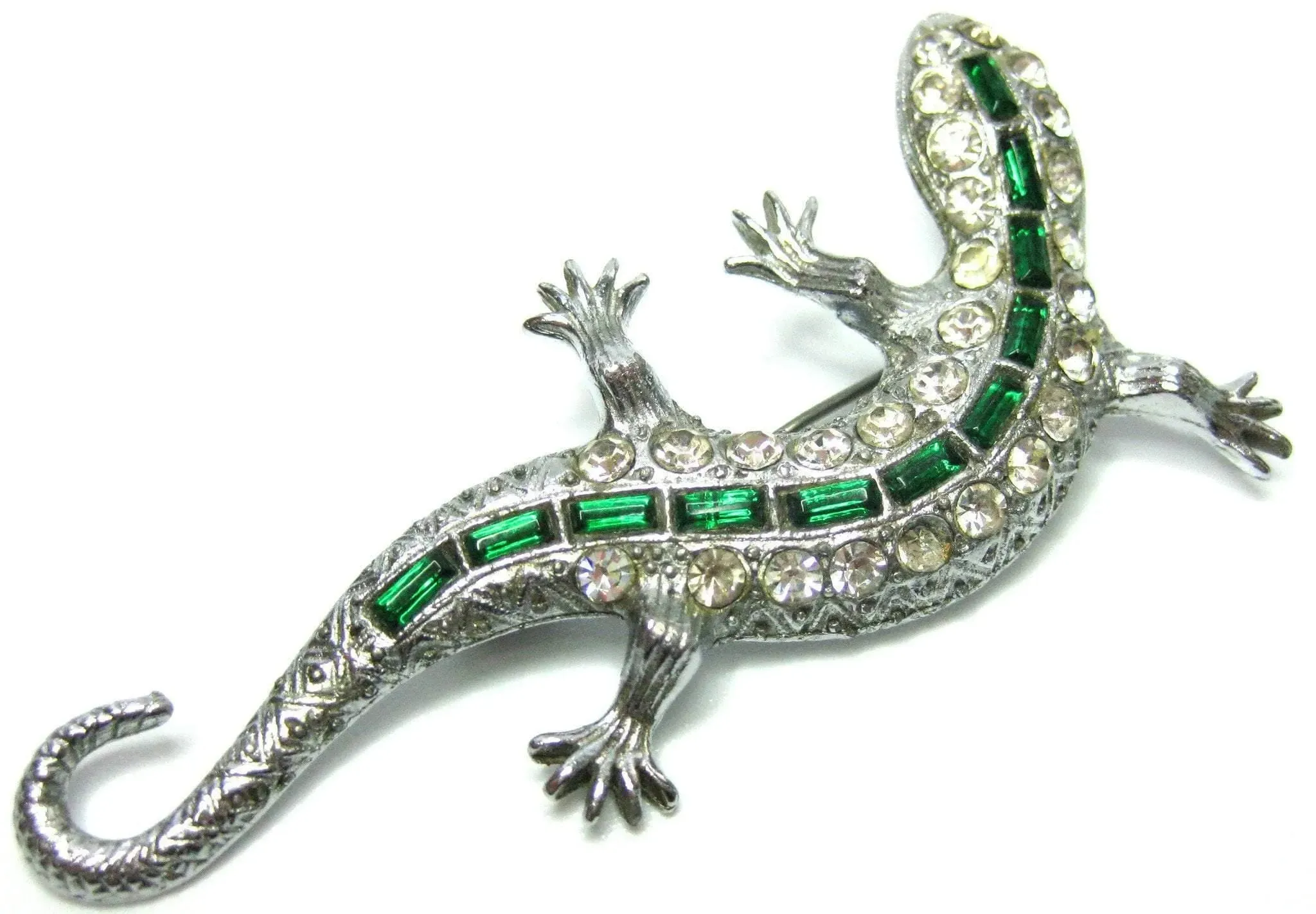 Vintage 1940s Green Lizard Brooch