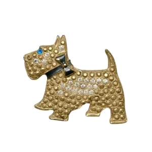 Vintage Blue Eyed Scottie Dog Brooch