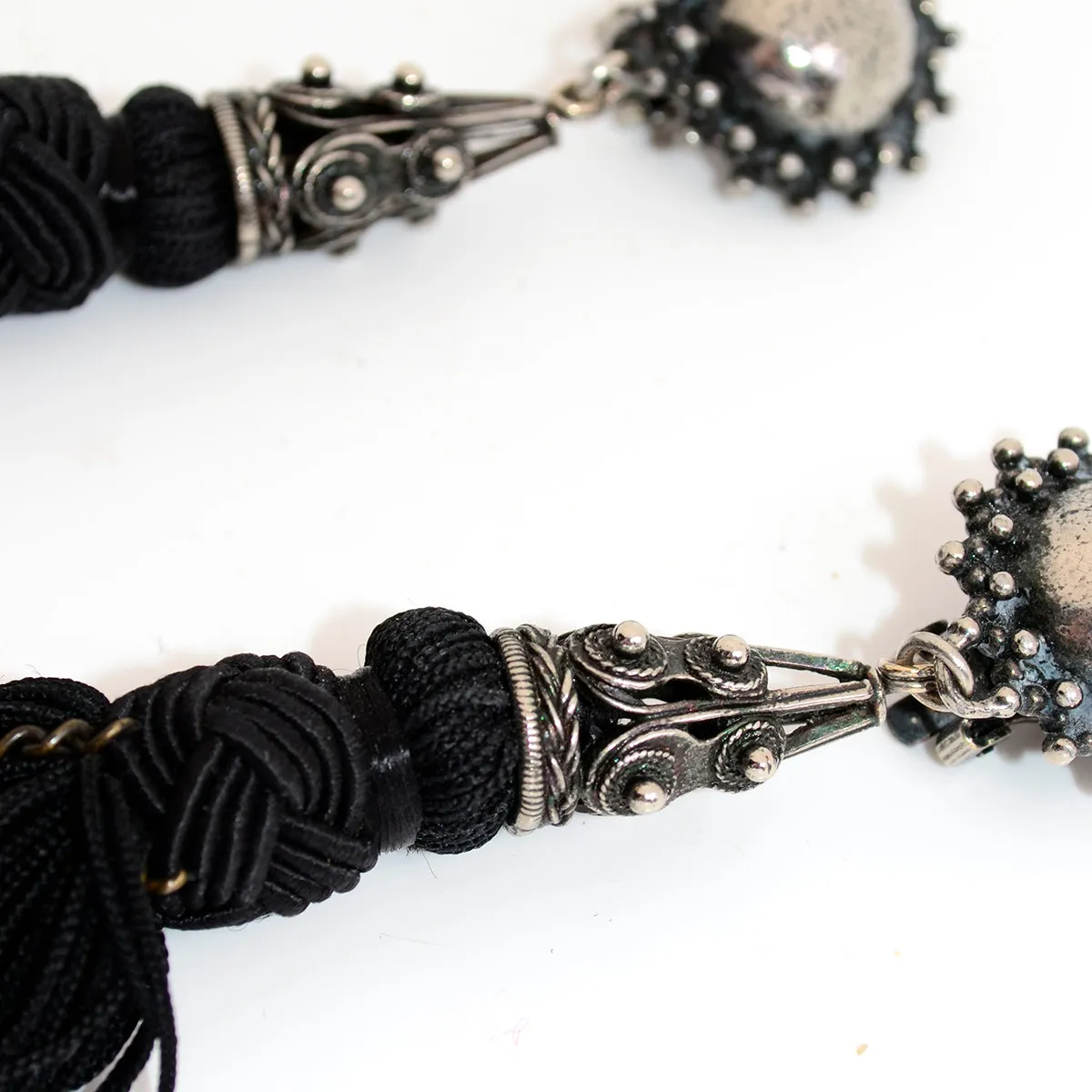 Vintage Heidi Daus Long Black Tassel Earrings