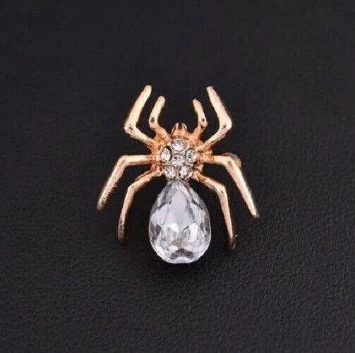 Vintage look gold plated spider brooch suit coat broach lapel pin collar s7