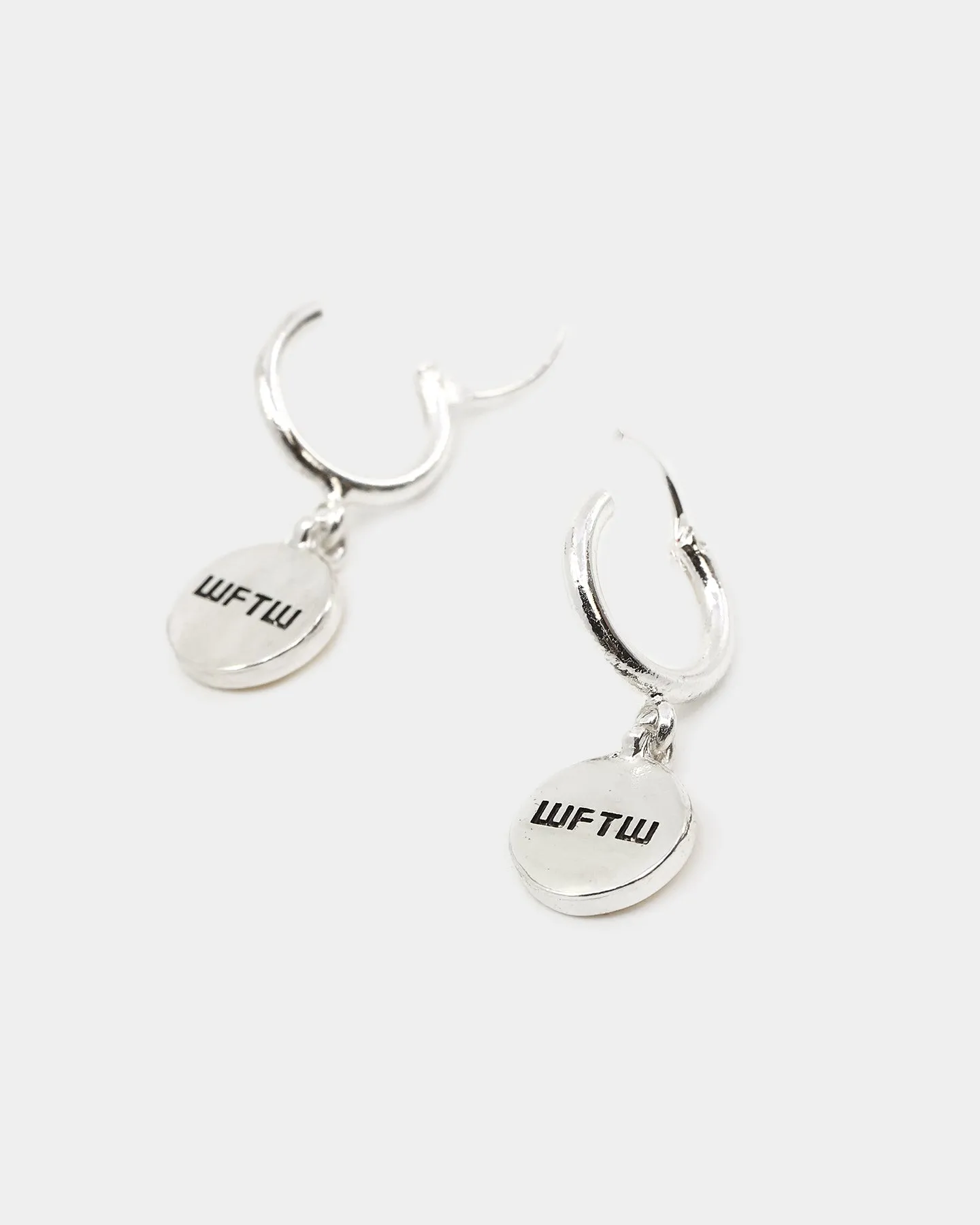 Wild For The Weekend Smiley Drop Hoop Earrings Silver